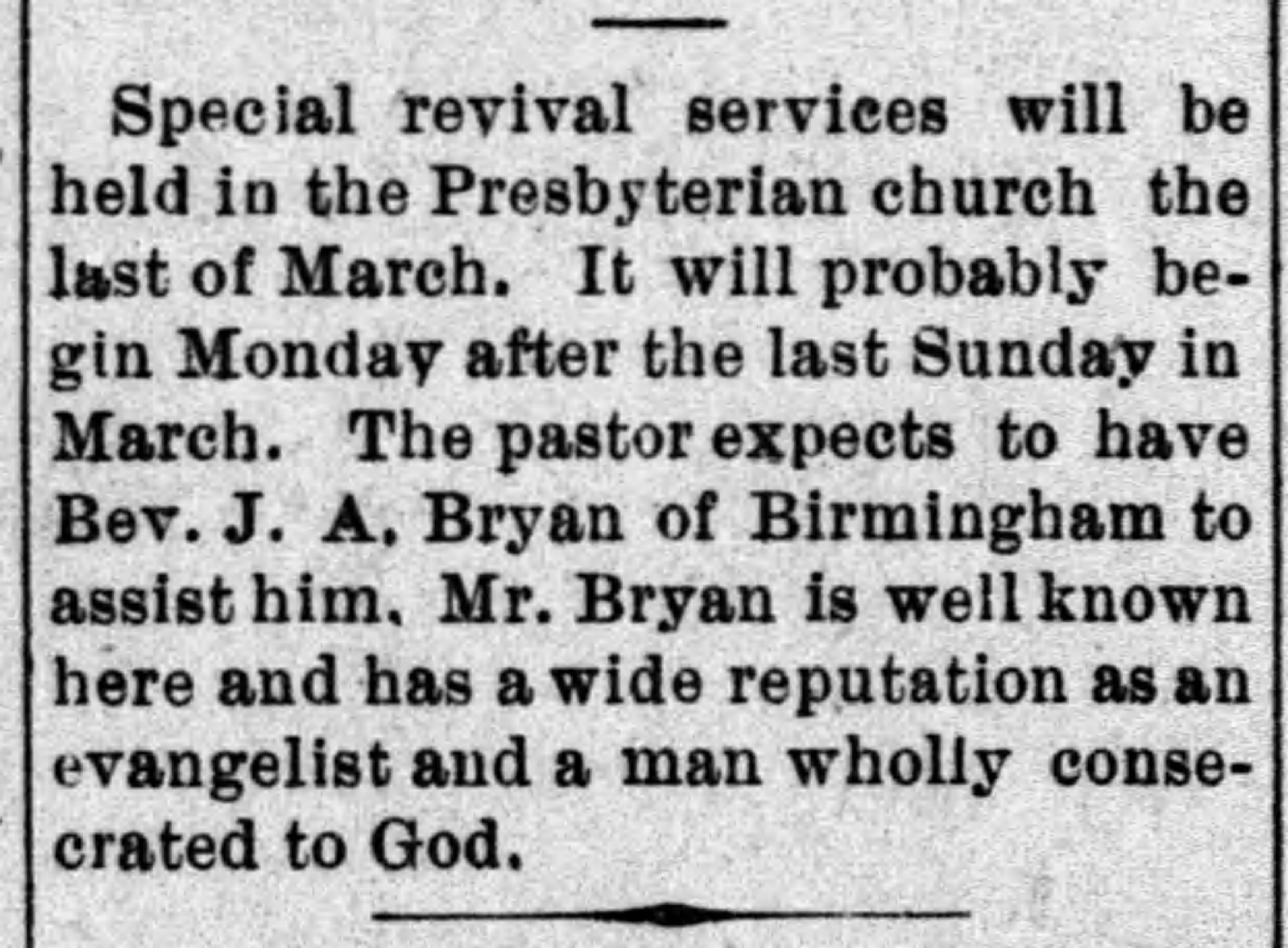 Revival Services Planned
